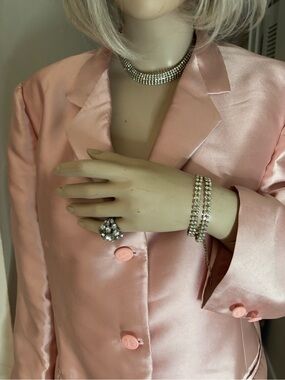 Women’s elegant beautiful very light pink set blazer & skirt Handmade NEW